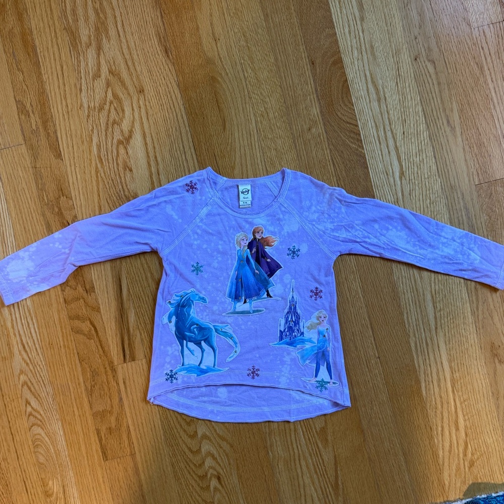 Frozen 2 Girls Purple Long Sleeve Shirt with patches by Kavio / Denny’s Sz 5-6 - Picture 10 of 14